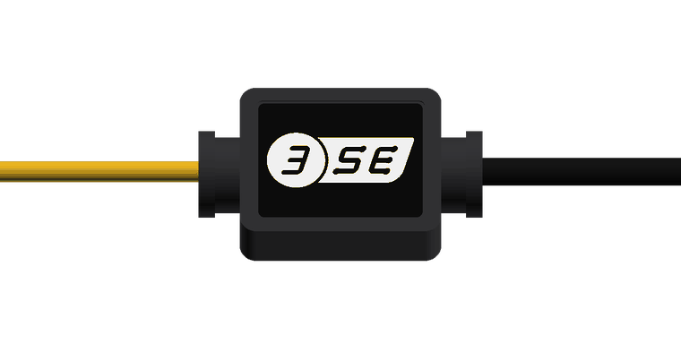 EG5 EGT amplifier: a black module with the Third Shift Electronics mark. A yellow thermocouple cable leaves one end, a black output cable the other.